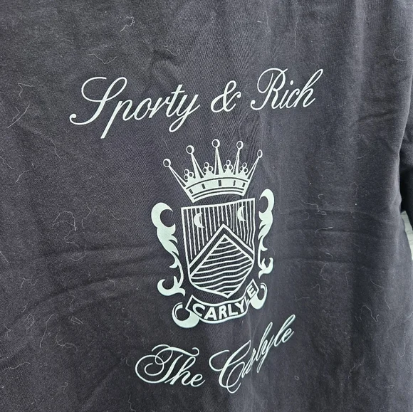 Sporty & Rich The Carlyle Crest T-Shirt - Black/ White XS - Picture 6 of 7